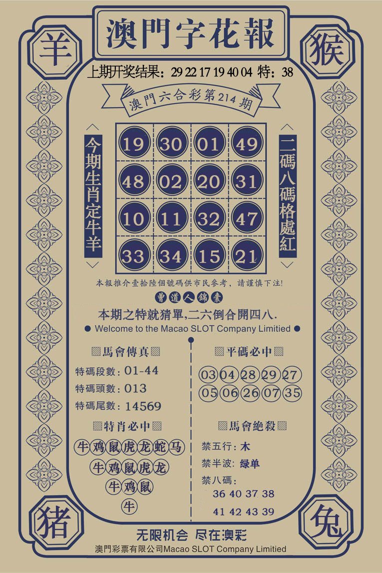 2024214期澳门字花报