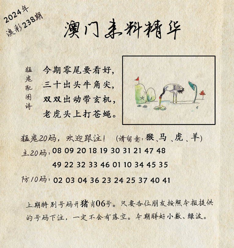 2024238期澳门来料精华