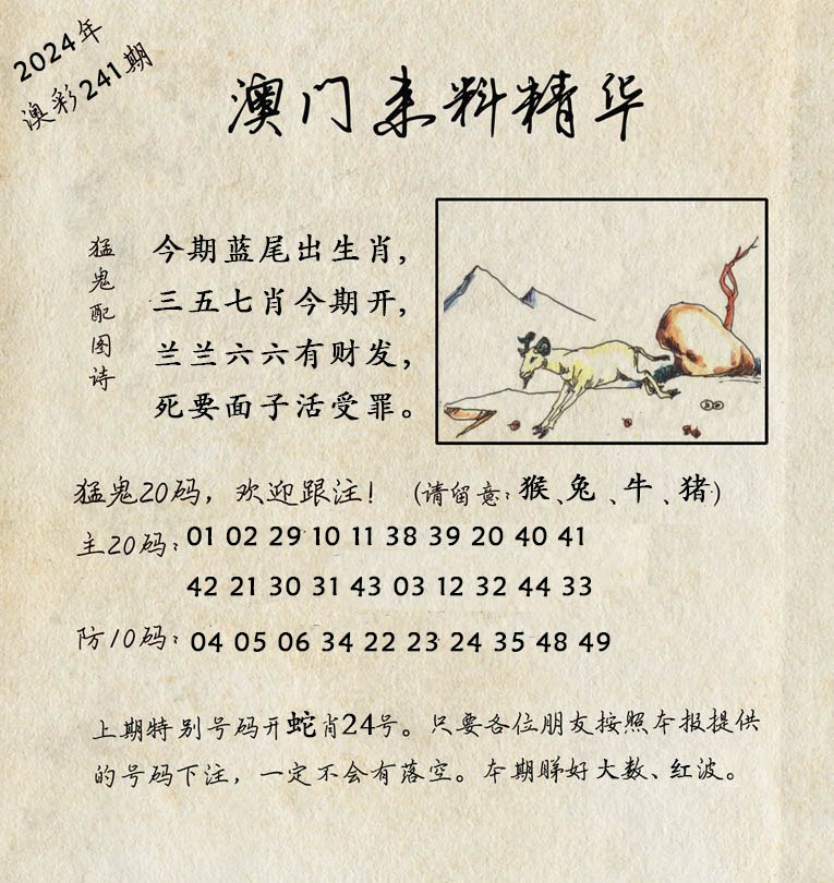 2024241期澳门来料精华