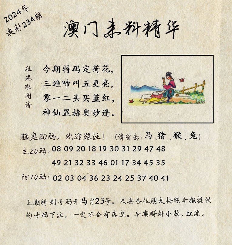 2024234期澳门来料精华