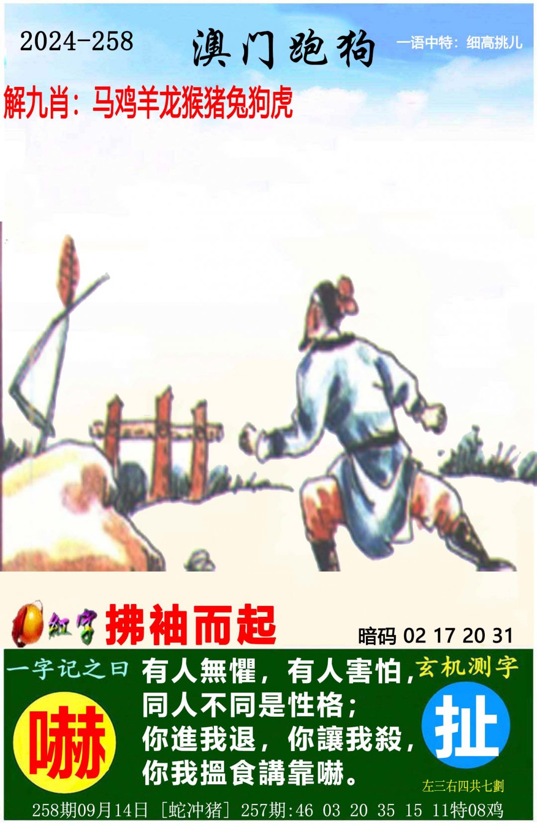 2024258期澳门跑狗图