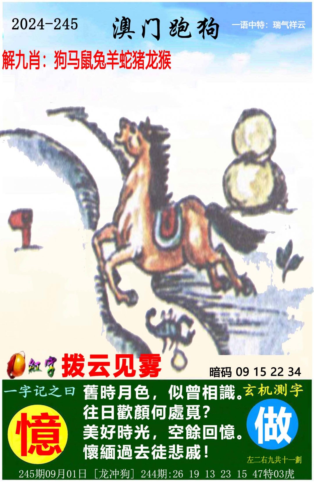 2024245期澳门跑狗图