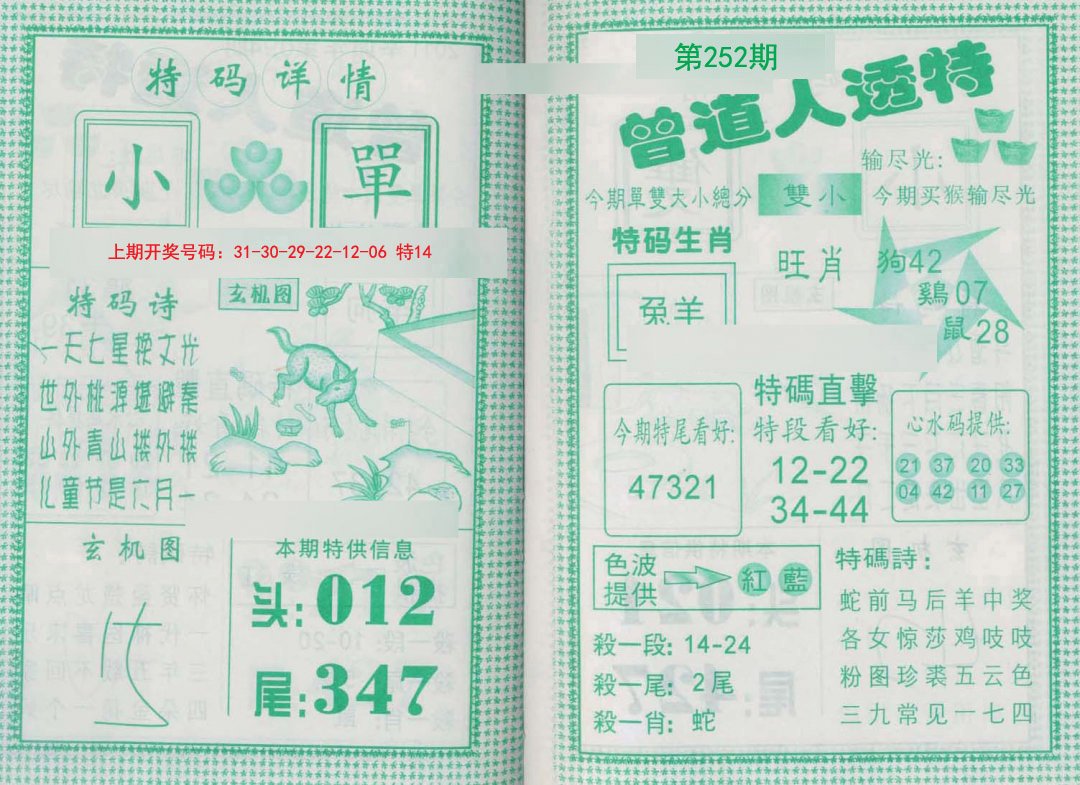 2024252期曾道人透特