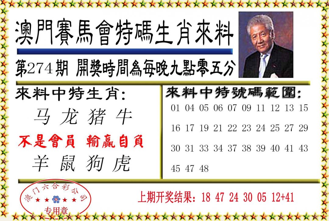 2024274期特码生肖来料