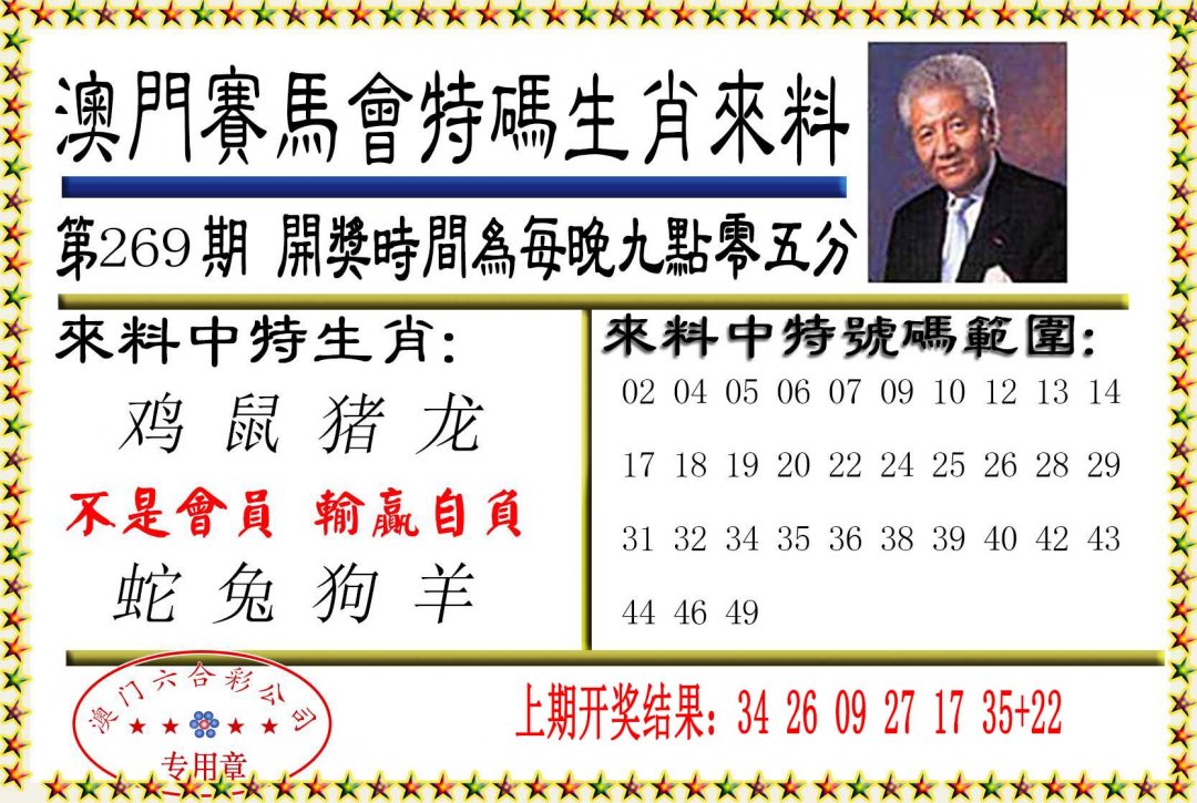 2024269期特码生肖来料