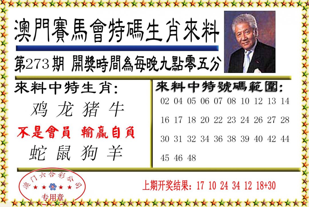 2024273期特码生肖来料