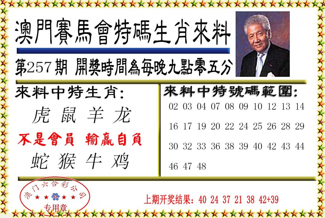 2024257期特码生肖来料