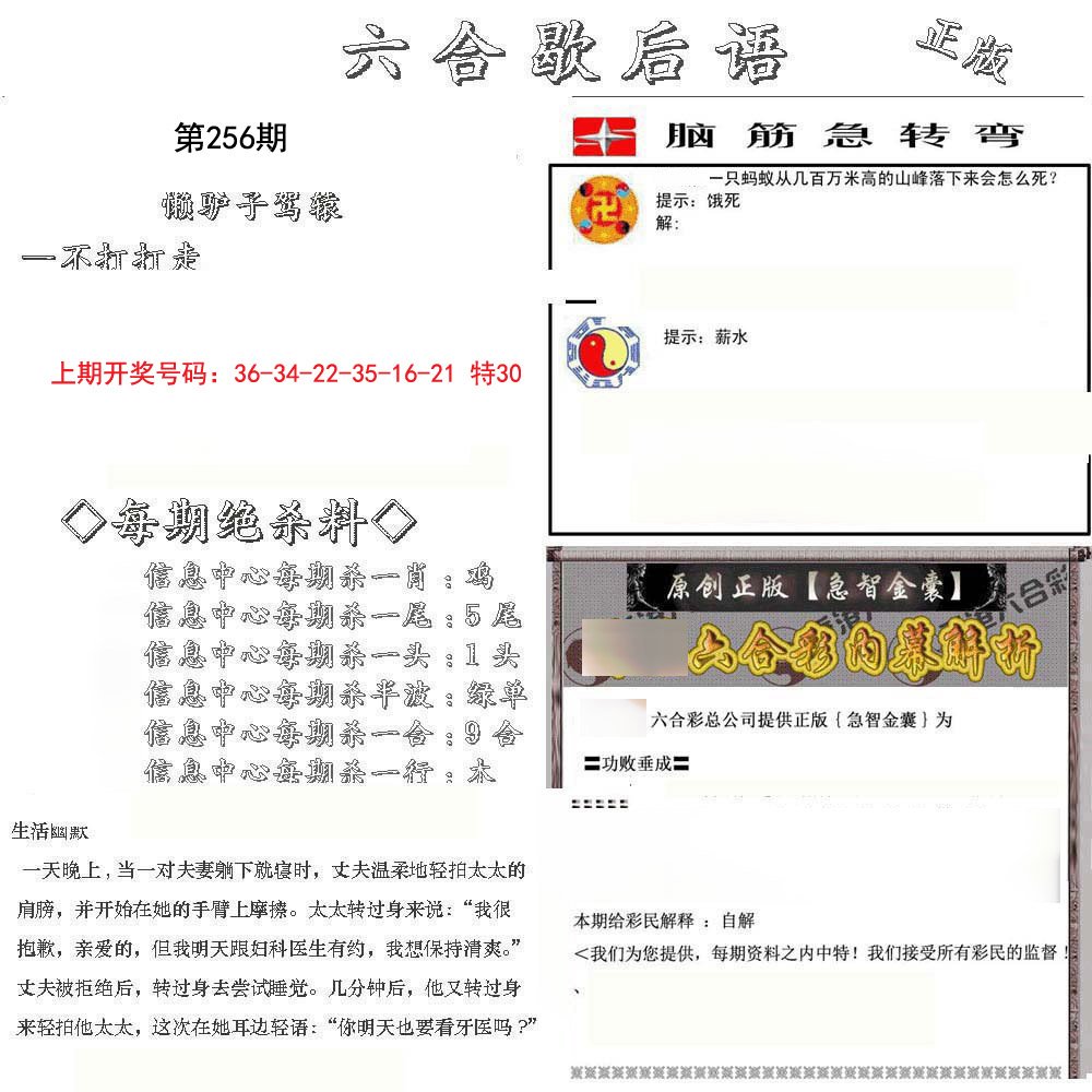 2024256期六合歇后语