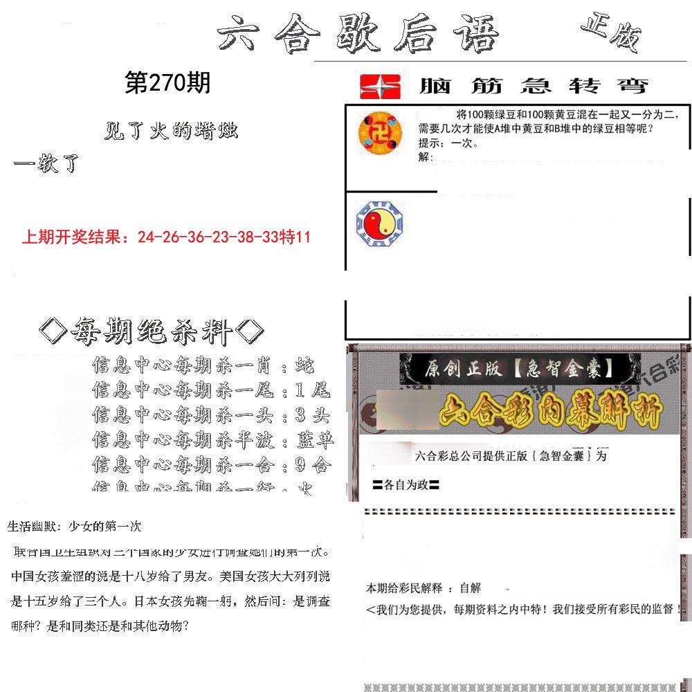 2024270期六合歇后语