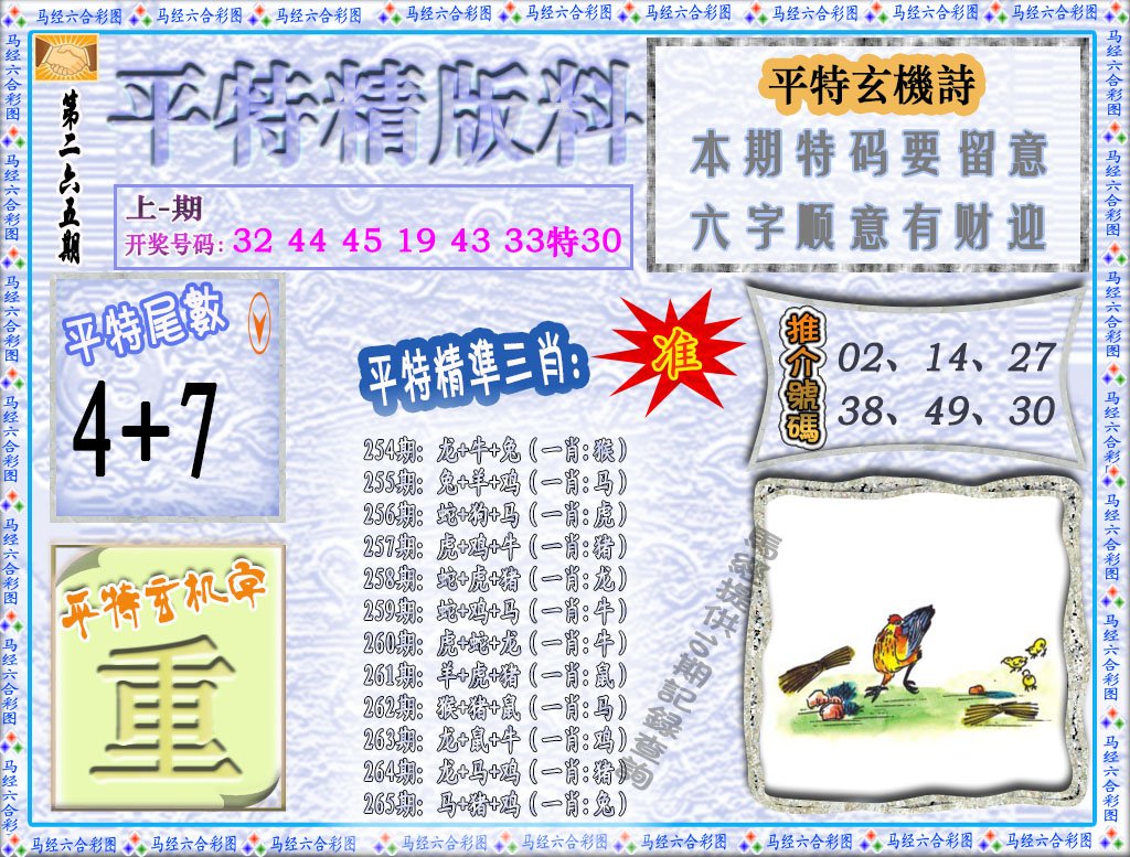 2024265期平特精版料