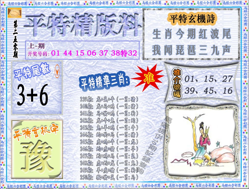 2024250期平特精版料