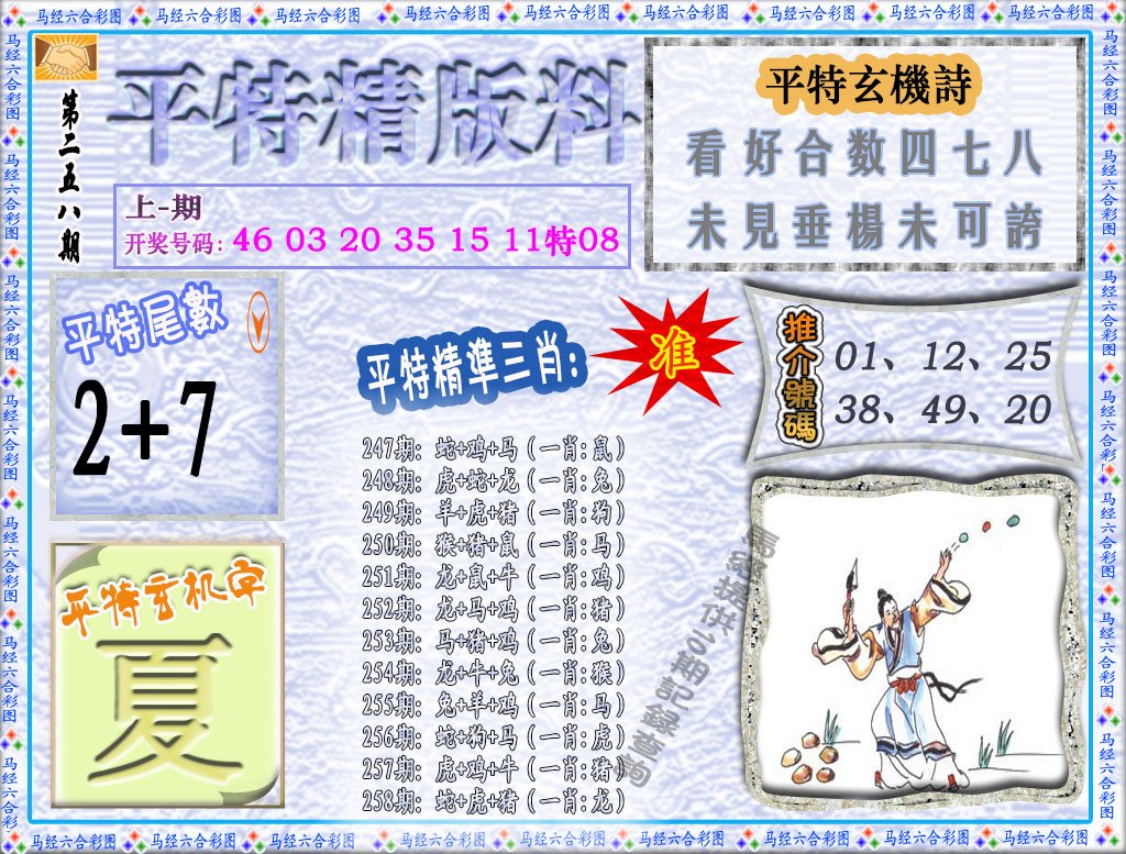 2024258期平特精版料
