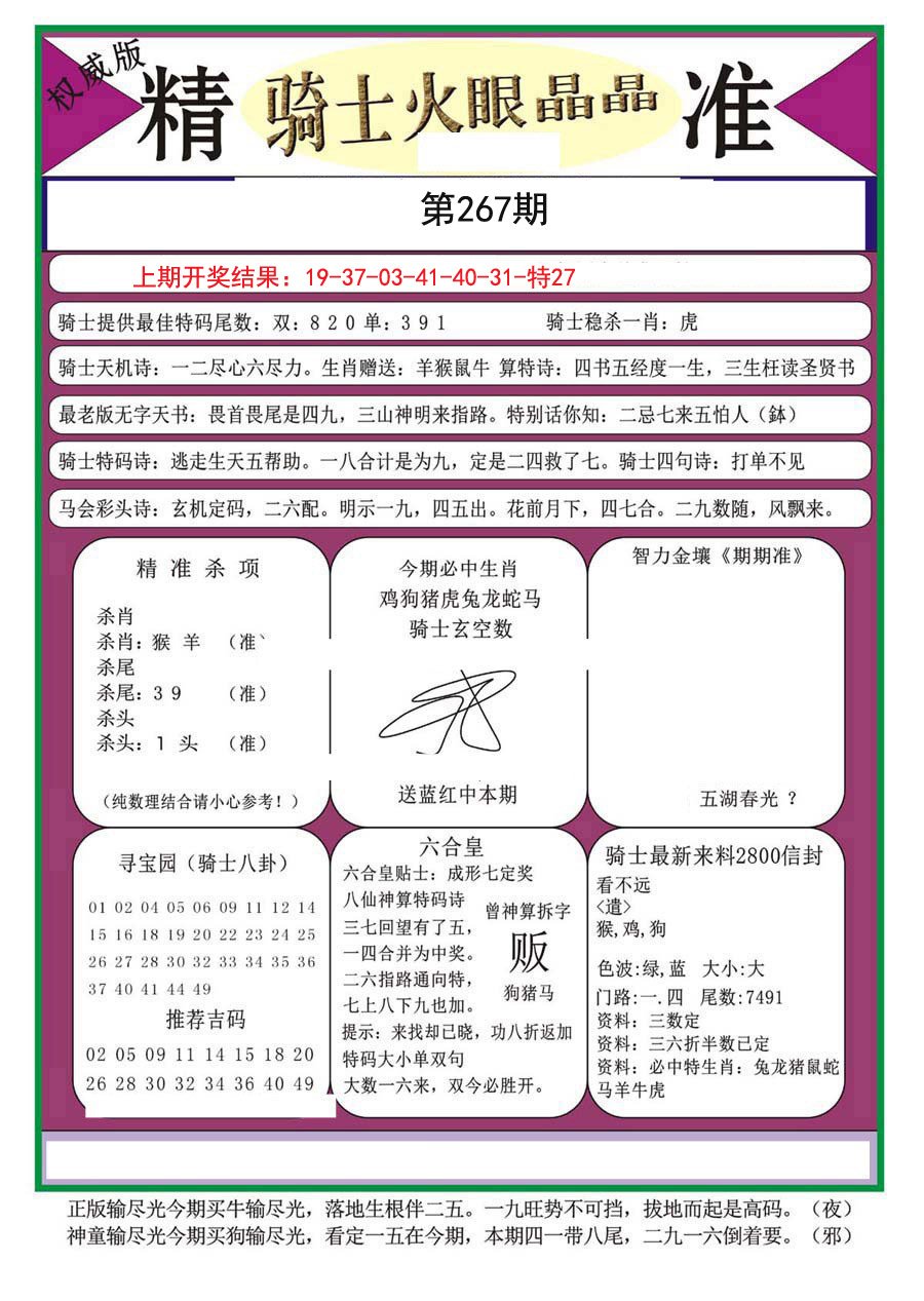 2024267期骑士火眼晶晶a