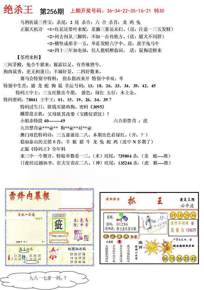 2024256期蓝天报(绝杀王)