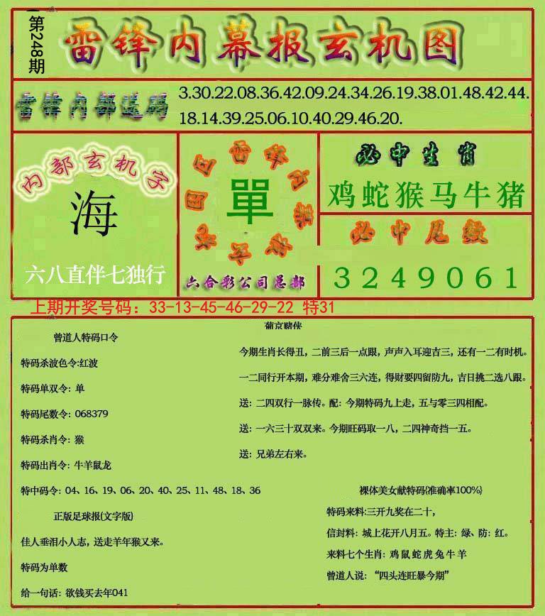 2024248期雷锋玄机报