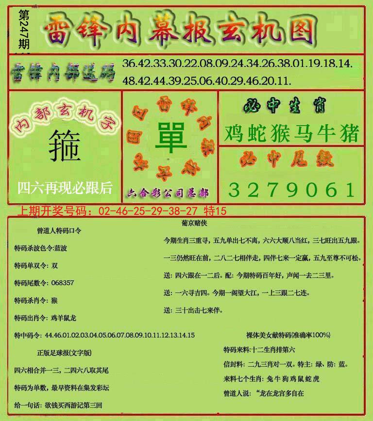 2024247期雷锋玄机报