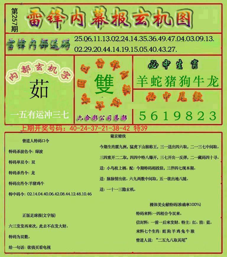 2024257期雷锋玄机报