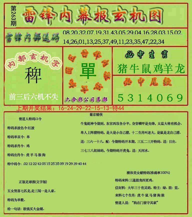 2024263期雷锋玄机报