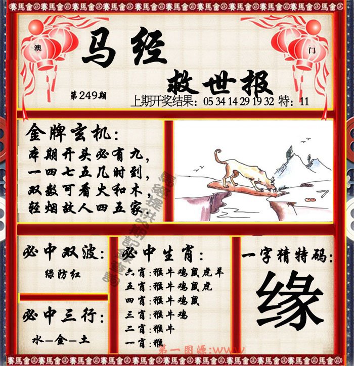 2024249期马经救世报
