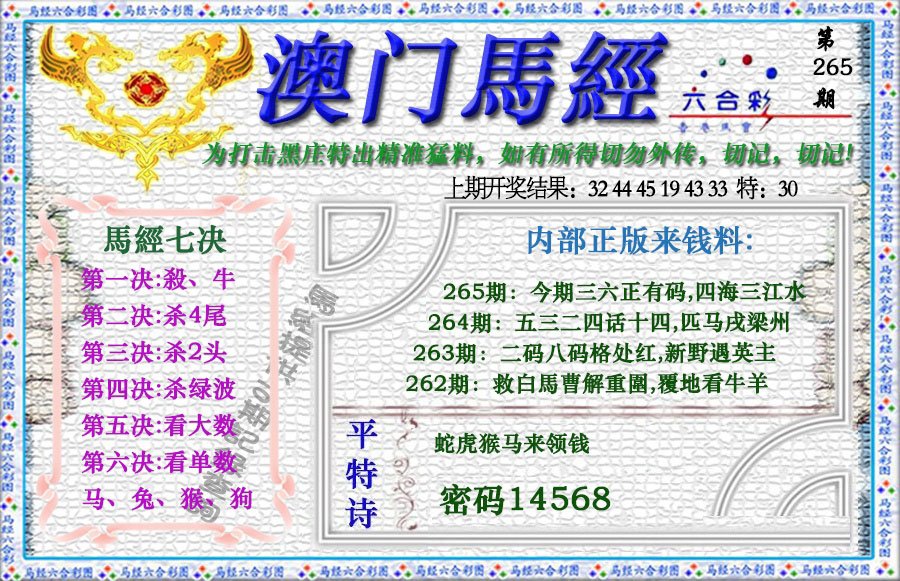 2024265期马经