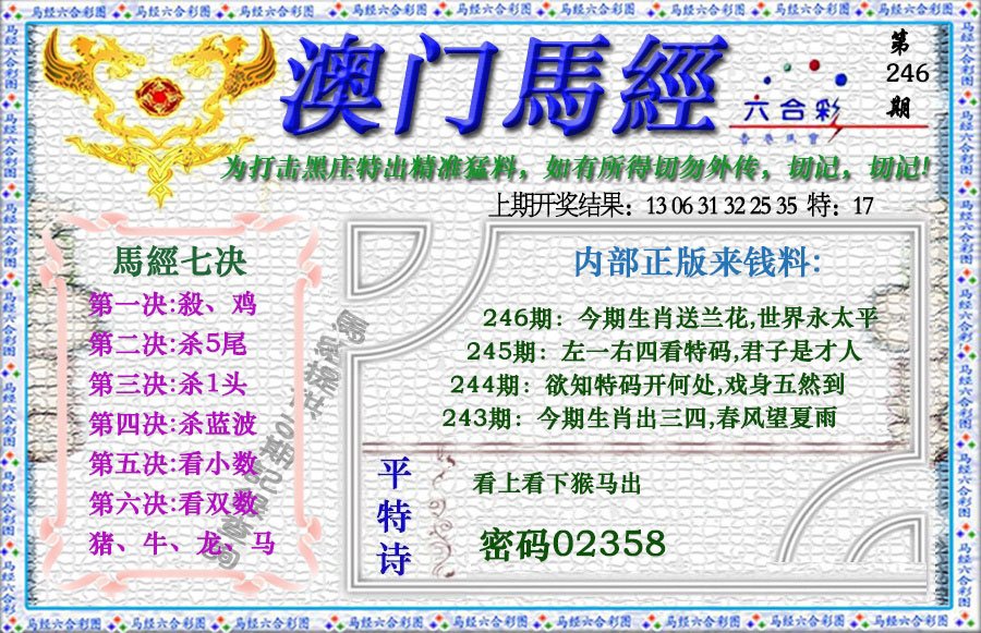 2024246期马经