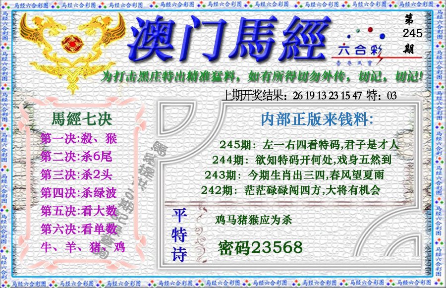 2024245期马经
