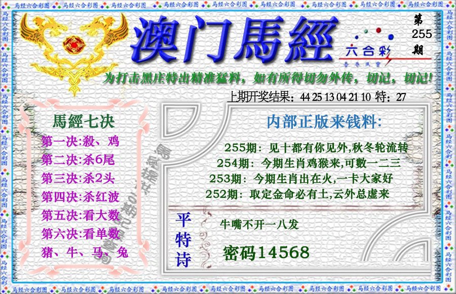 2024255期马经
