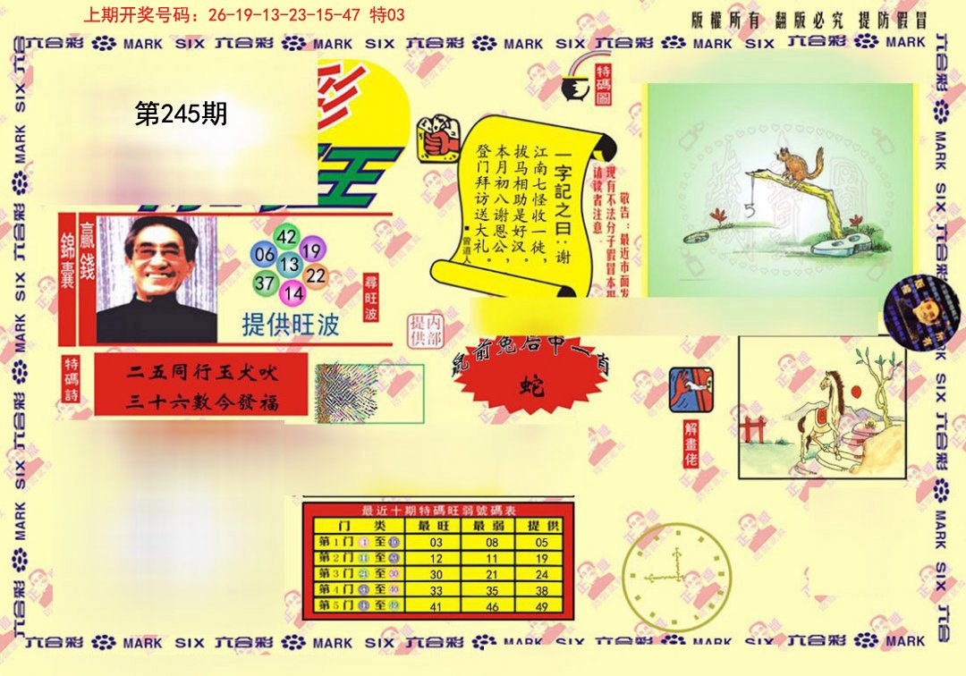 2024245期心水特码(信封)