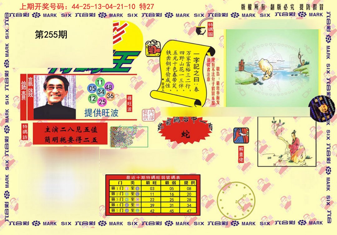 2024255期心水特码(信封)