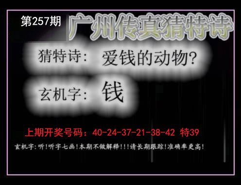 2024257期广州传真猜特诗