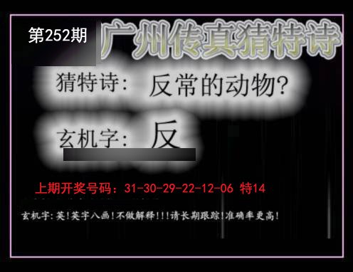2024252期广州传真猜特诗