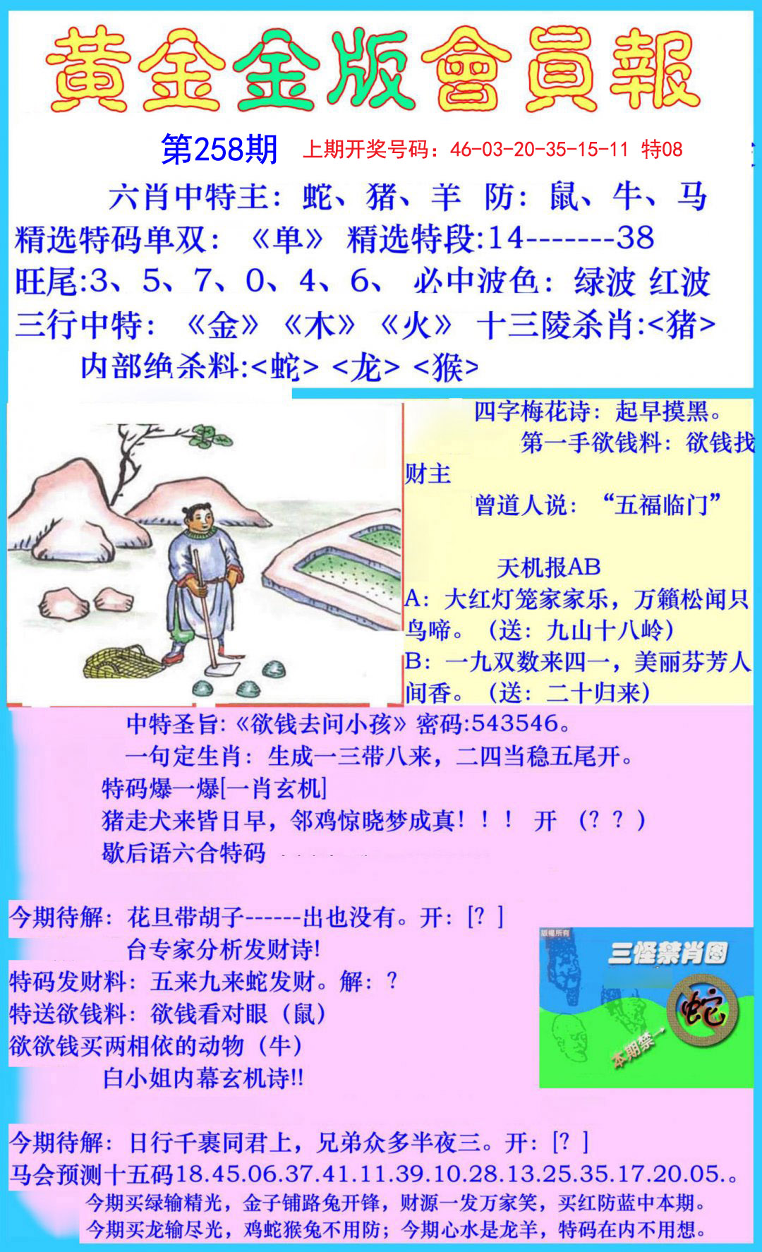 2024258期黄金金版会员报