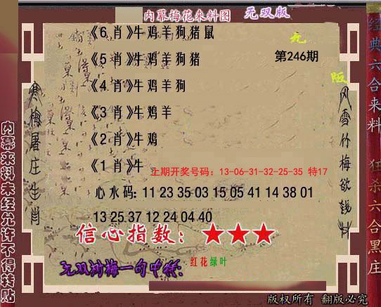 2024246期独家梅花来料