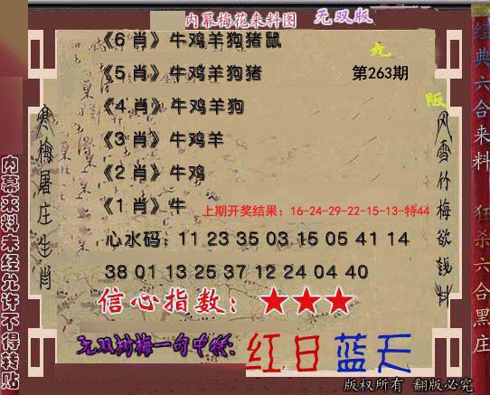 2024263期独家梅花来料