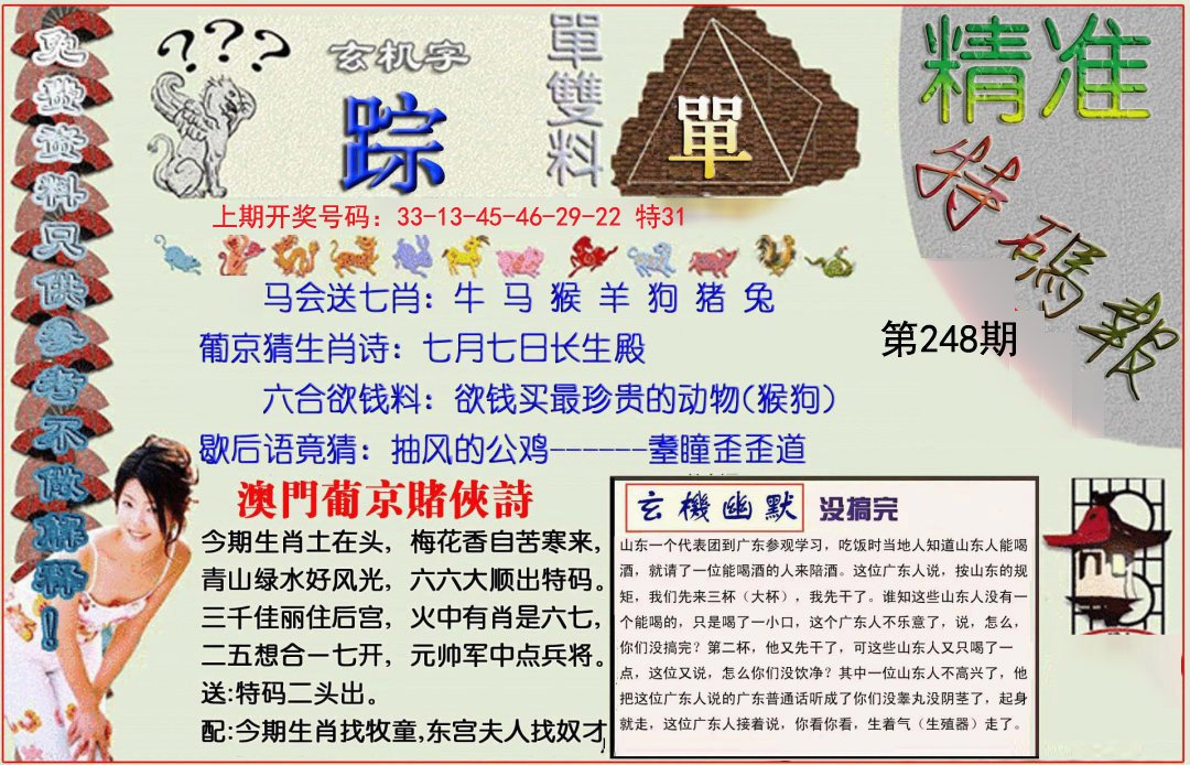 2024248期精准<特碼報>