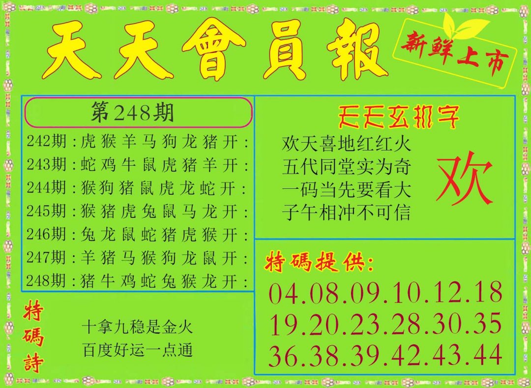2024248期天天会员报
