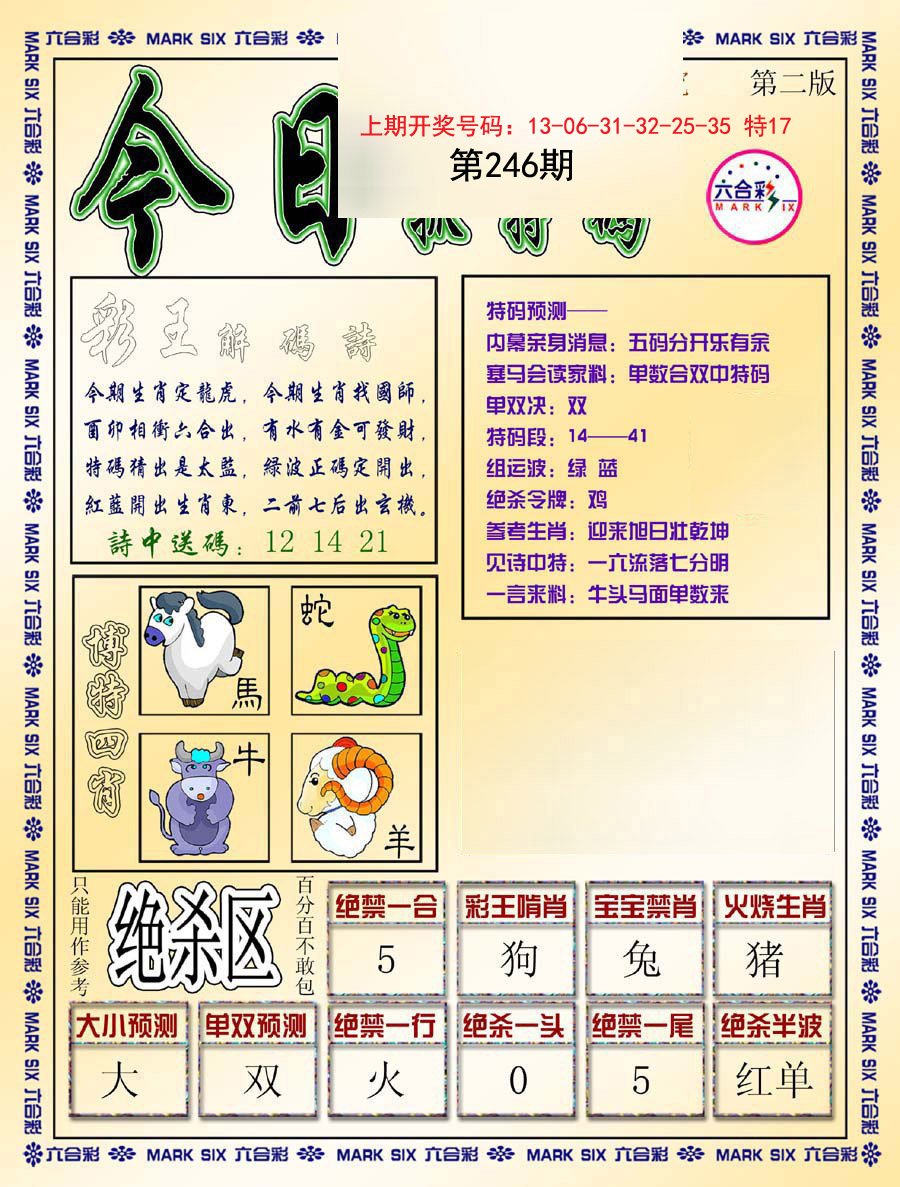 2024246期今日抓特码-B