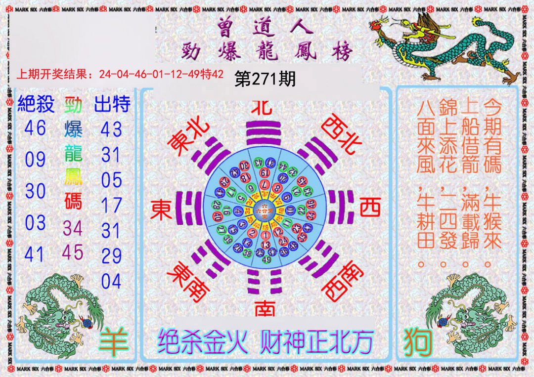 2024271期曾道人劲爆龙凤榜