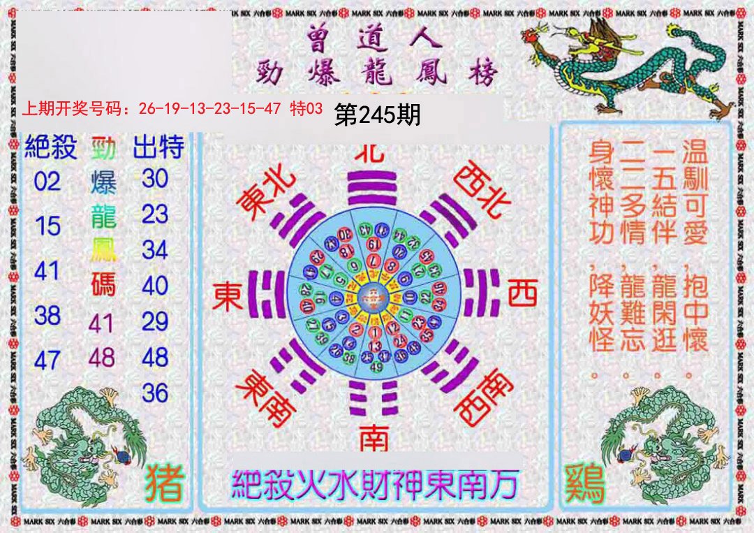 2024245期曾道人劲爆龙凤榜