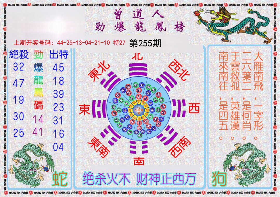 2024255期曾道人劲爆龙凤榜