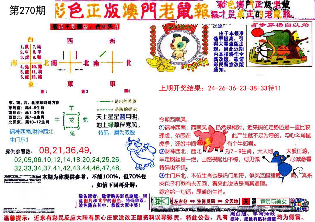 2024270期彩色正版澳门老鼠报