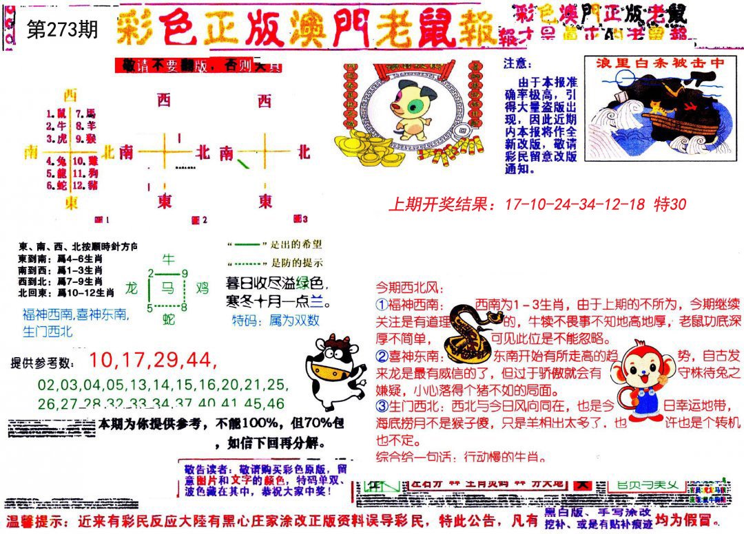 2024273期彩色正版澳门老鼠报