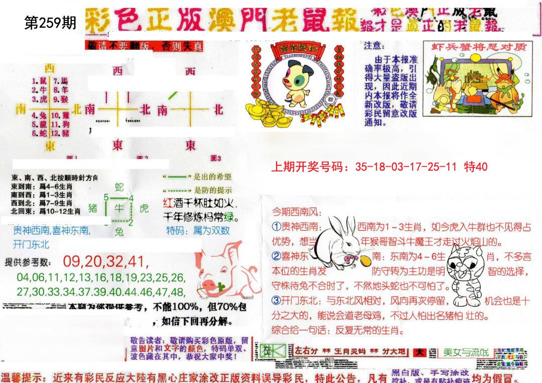2024259期彩色正版澳门老鼠报