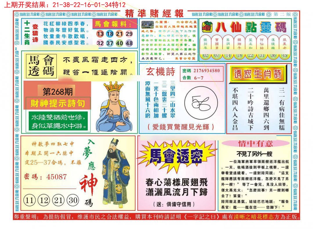 2024268期精准赌经报B