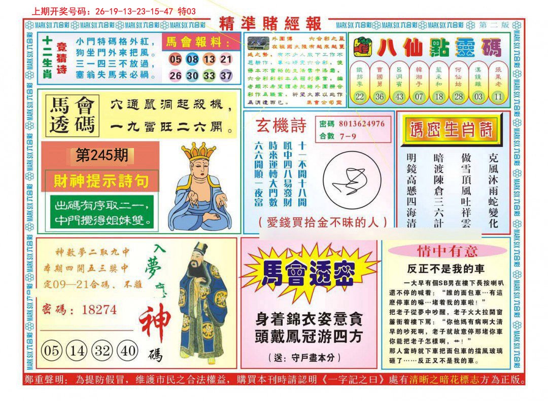 2024245期精准赌经报B