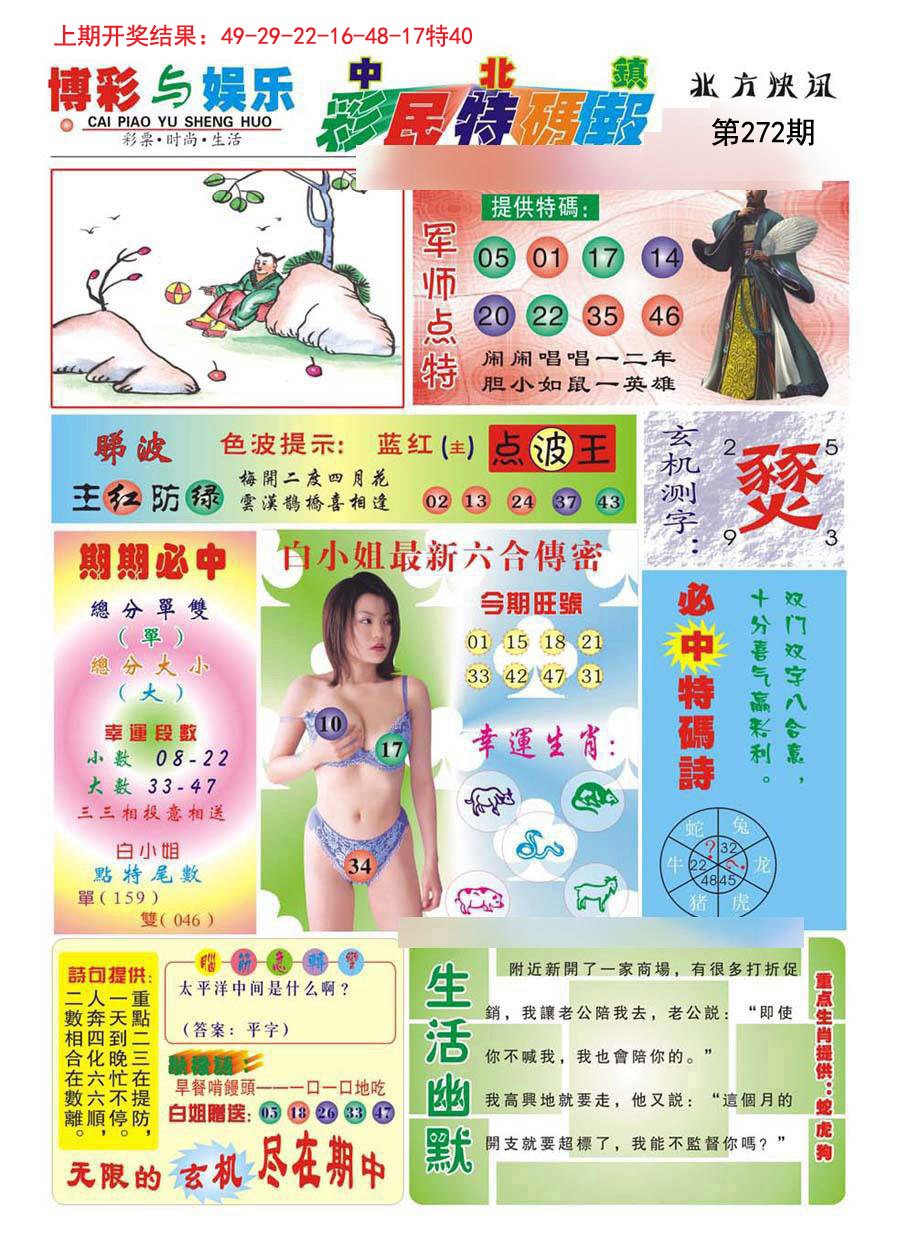 2024272期中北彩民特码报