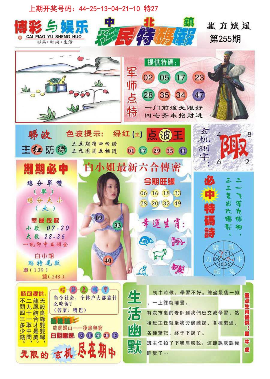 2024255期中北彩民特码报