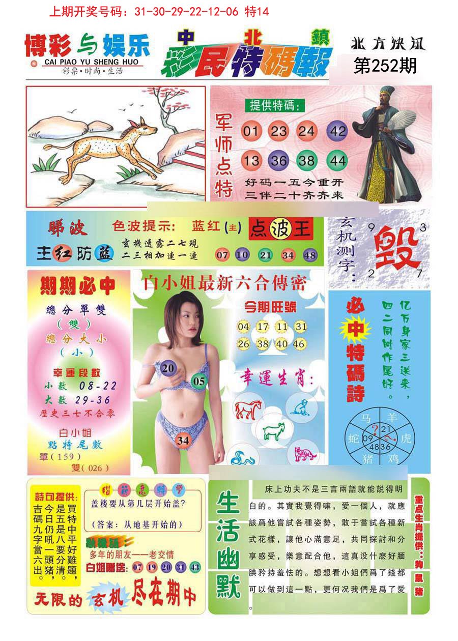 2024252期中北彩民特码报