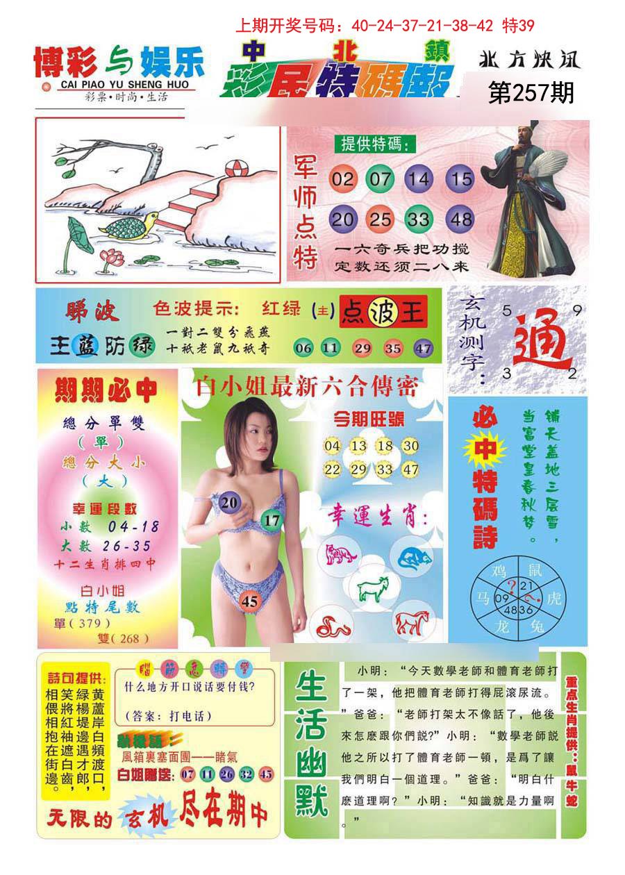 2024257期中北彩民特码报