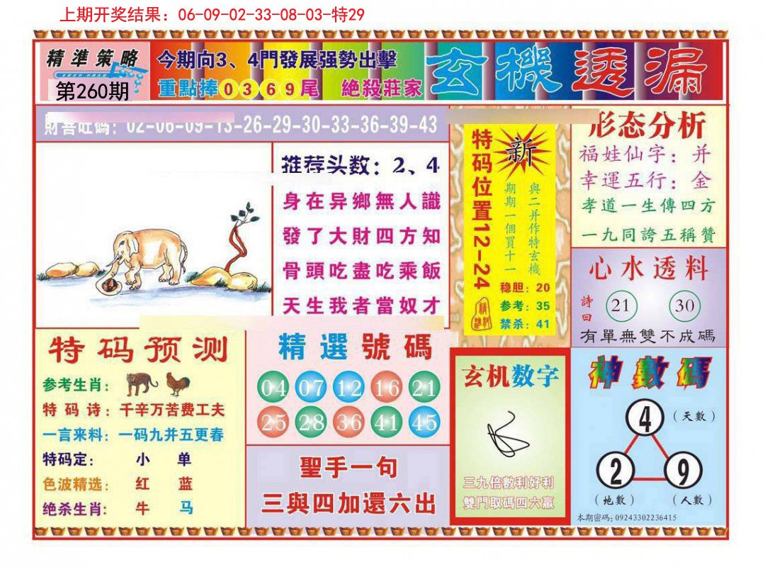 2024260期玄机透漏